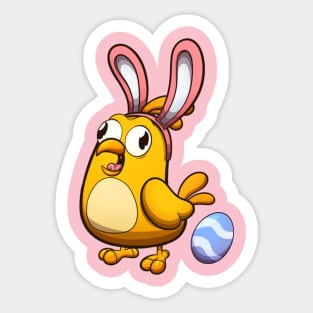 Cute Little Easter Chick With Bunny Ears Sticker